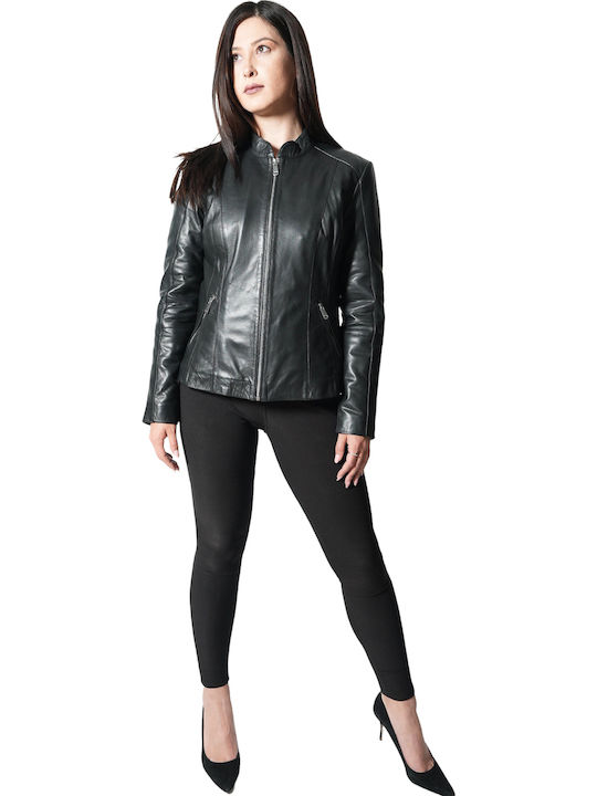 Δερμάτινο Γυναικείο Biker Jacket Μαύρο