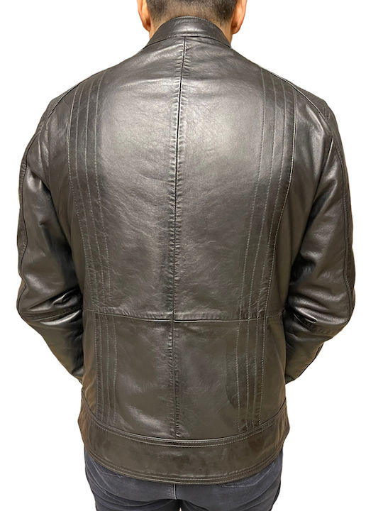 4452 Δερμάτινο Μπουφάν Biker Μαύρο