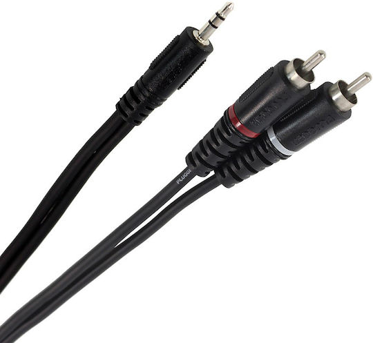 Plugger Καλώδιο Ήχου 3.5mm male - RCA male Μαύρο 1.5m
