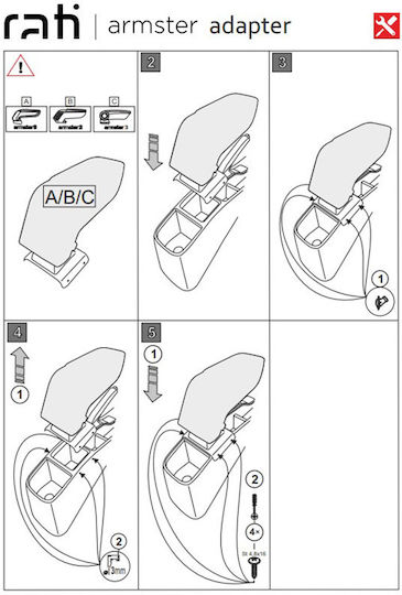 Rati Armster Car Armrest Mount for Honda Jazz 2016-2019 Black