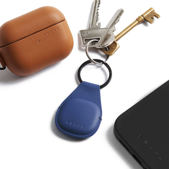 Mujjo Keychain Case Leather for AirTag in Blue color