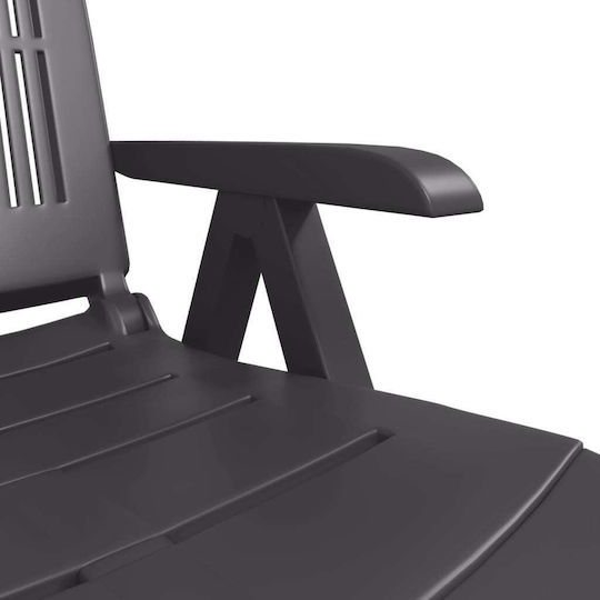 vidaXL Foldable Plastic Beach Sunbed Gray 60cm