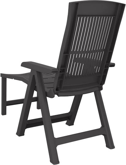 vidaXL Foldable Plastic Beach Sunbed Gray 60cm