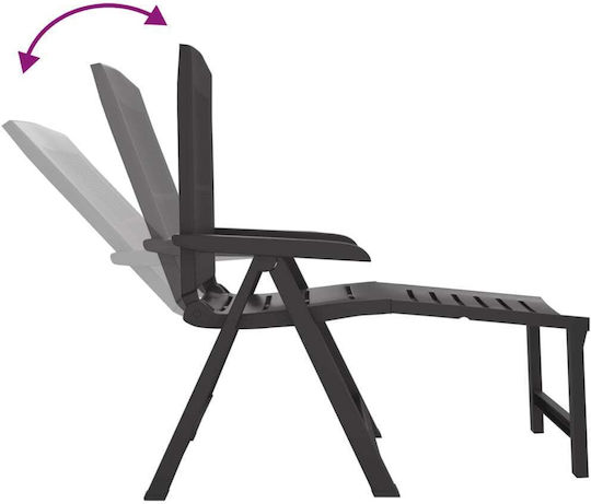 vidaXL Foldable Plastic Beach Sunbed Gray 60cm