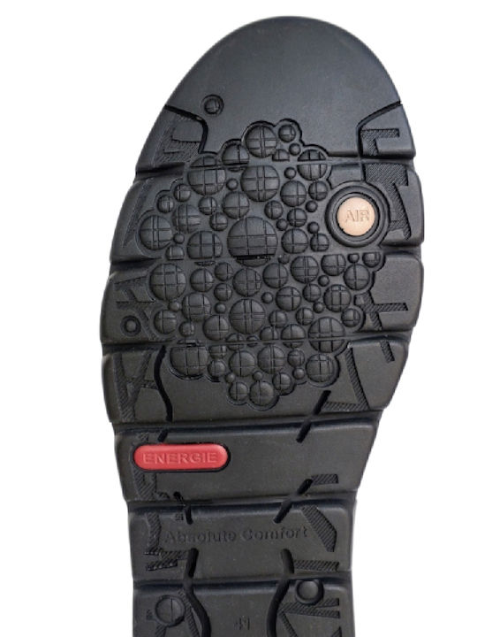 Piele Negru Ghete barbati Anatomic cu fermoar
