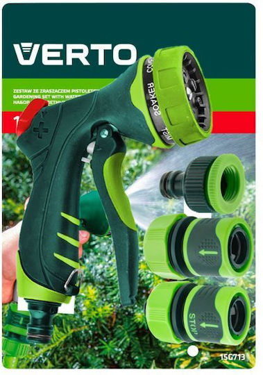 Verto Verto Wasserpistole Set mit Schnellanschlüssen 4 Funktionen 15G713 Einstellbar 7 Optionen 4Stück