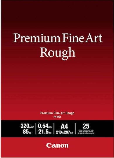 Canon FA-RG1 Photo Paper Premium Fine Art Rough A4 (21x30) 320gr/m² for Printers Inkjet 25 Sheets
