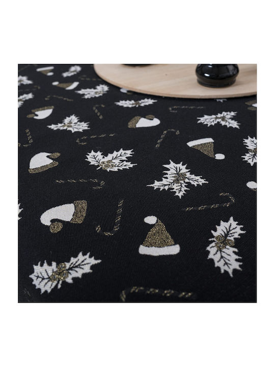 Teoran Christmas Tablecloth Runner Fabric Black L160xW40cm.