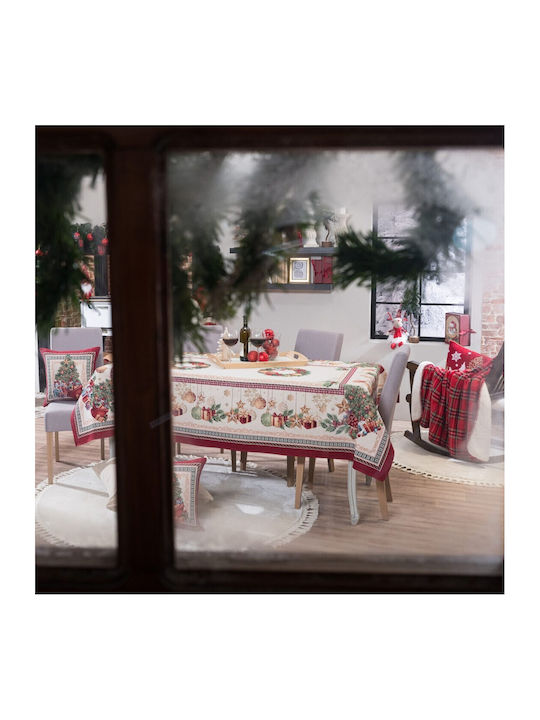 Teoran Christmas Tablecloth Fabric Multicolour L140xW140cm.
