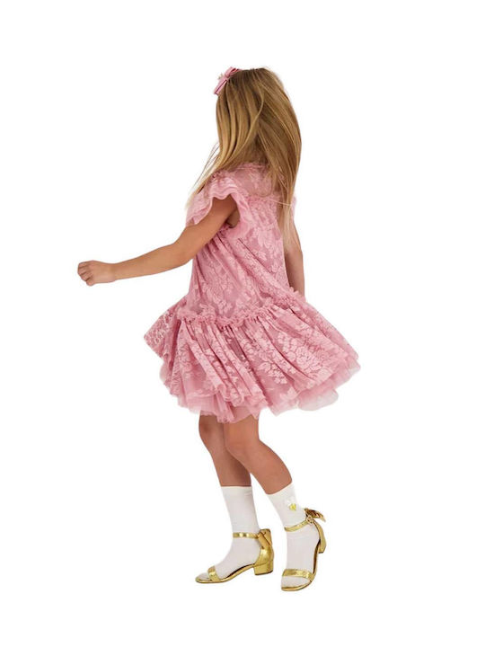 Vida Rochie pentru Copii Mâneca scurta Din tul Tea Rose