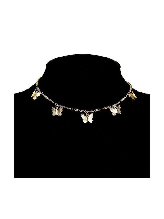 Molf's Necklace with design Butterfly from Gold Plated Steel