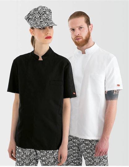 Toma Youniform Mantel Koch 100% Mikrofaser Unisex Weiß mit Kurzärmelig Alan