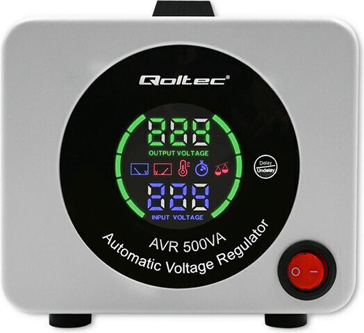 Qoltec Avr Compact Σταθεροποιητής Τάσης 500VA με 1 Πρίζα Ρεύματος