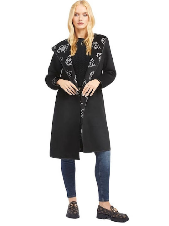 Guess C Women's Midi Coat with Buttons Black