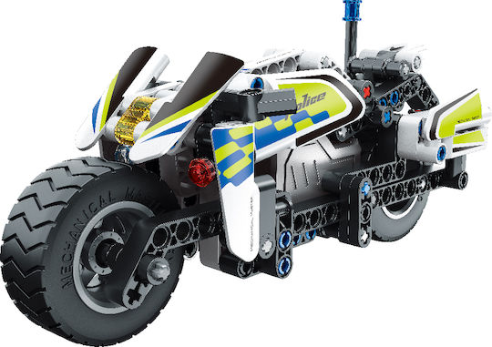 Qihui Mechanical Master - Pull Back Police Motorbike Modeling Figure Motorbike 193 Pieces 19x9x7cm.