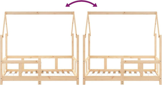 Pat pentru Copii Single Bej pentru Saltea 70x140cm
