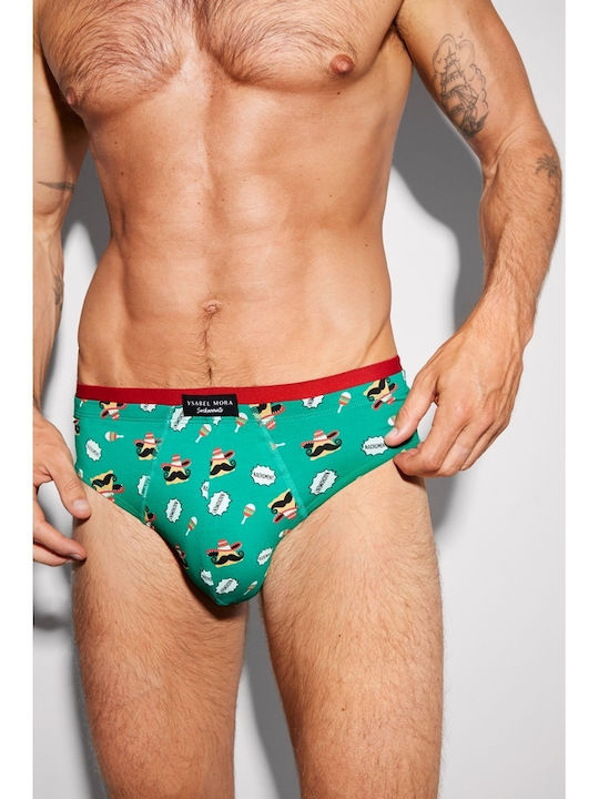 Herren Slips Schwarz mit Mustern 2Packung