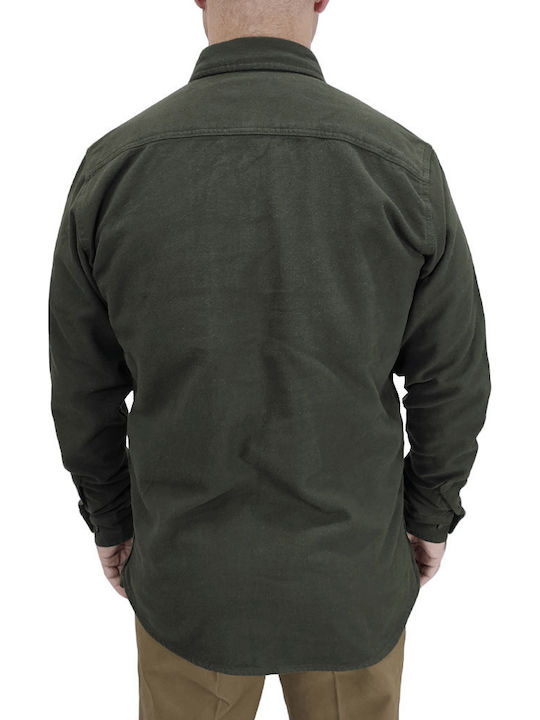 Long-sleeved Flannel Shirt Khaki