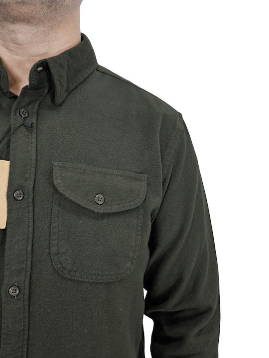 Long-sleeved Flannel Shirt Khaki