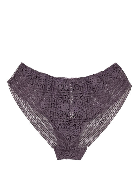 Leilieve Cotton Women's Slip with Lace Purple