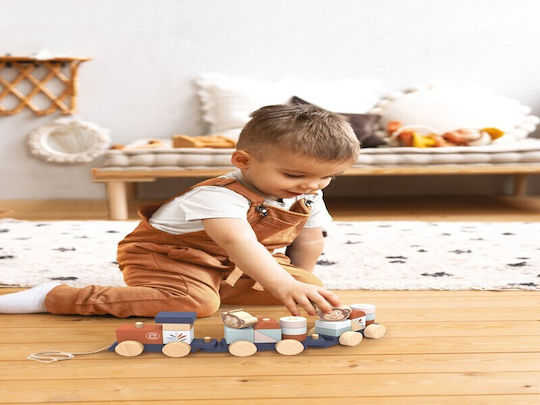 Speedy Monkey Pull-Along Toy Stacking Train - Speedy Monkey made of Wood for 12++ Months