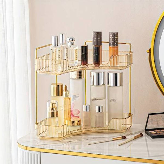 Corner Wall Mounted Bathroom Shelf Metallic with 2 Shelves 25.5x16.5x29.5cm Blue