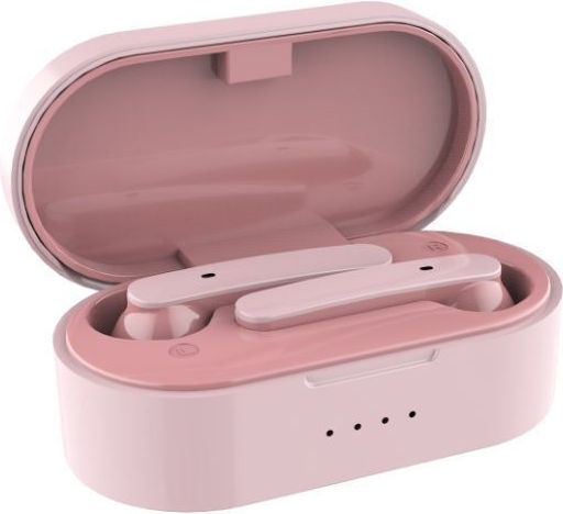 BTE-J10 In-ear Bluetooth Handsfree Ακουστικά με Θήκη Φόρτισης Ροζ