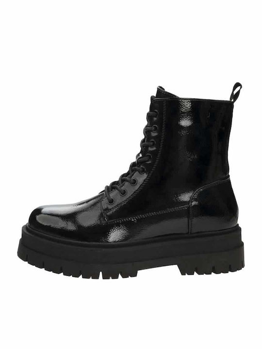 Stiefeletten Damen aus Lackleder Schwarz