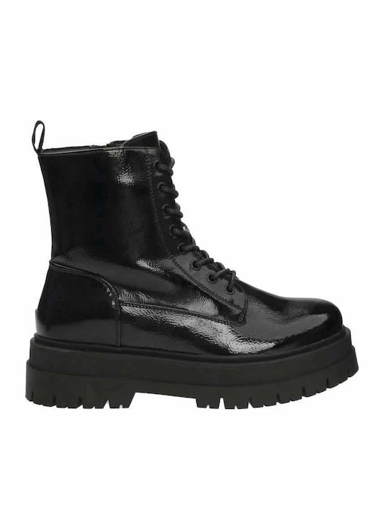 Stiefeletten Damen aus Lackleder Schwarz