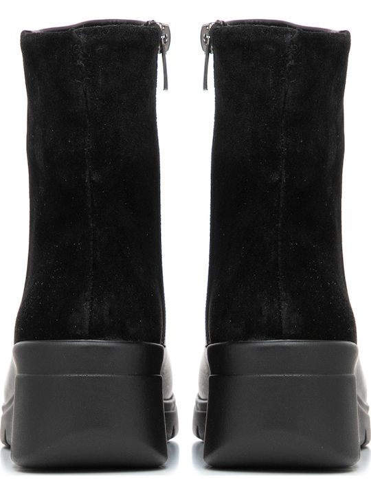 Leather Women's Ankle Boots Platform Black