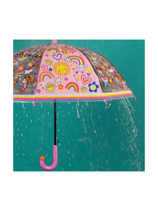 Rachel Ellen Kinder Regenschirm Gebogener Handgriff Automatisch Durchsichtig mit Durchmesser 65cm.