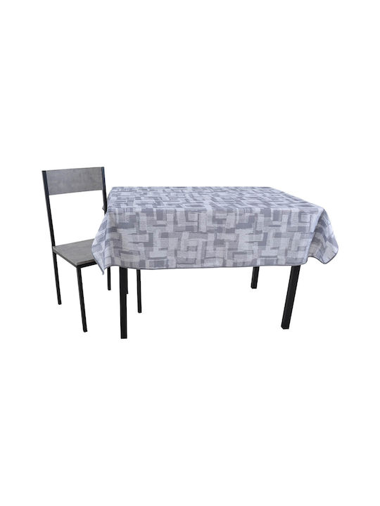 Ankor Γραμμές Polyester Stain Resistant Tablecloth ΑΣΠΡΕΣ ΓΚΡΙ 140x180cm