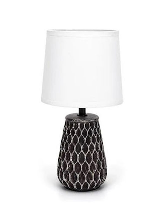 Aigostar Ceramic Table Lamp for Socket E14 with White Shade and Black Base