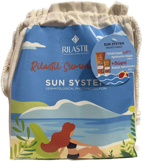 Rilastil Sun System Baby Velvet Lotion Waterproof Baby Sunscreen Emulsion SPF50 200ml & Gift Sun System Velvet Touch 50ml & Canvas Bag