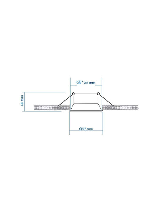 123led Rund Metallisch Einbau Spot mit Fassung GU10 Weiß 9.3x9.3cm. 1Stück