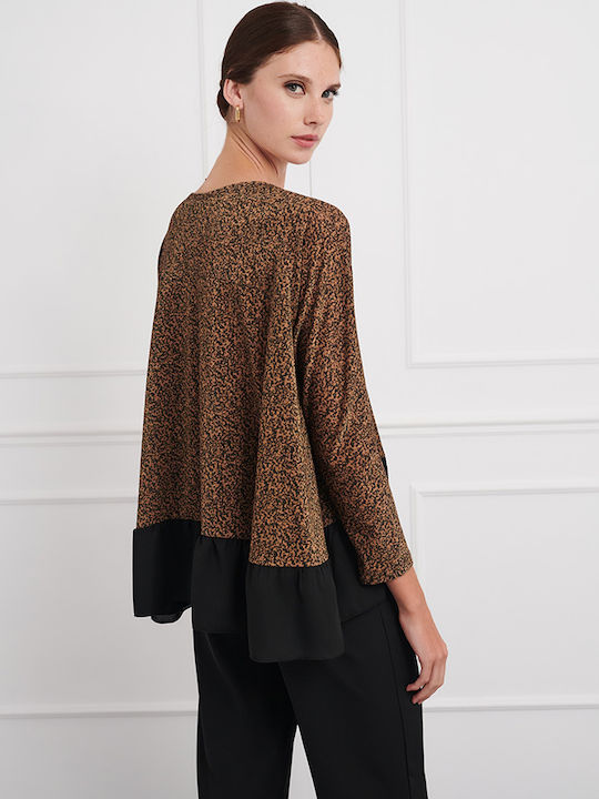 Γυναικεία Μπλούζα Μακρυμάνικη Animal Print Καφέ