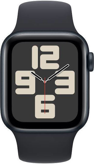 Apple Watch SE 2023 Cellular Aluminium 40mm Αδιάβροχο με eSIM και Παλμογράφο (Midnight με Midnight Sport Band - S/M)