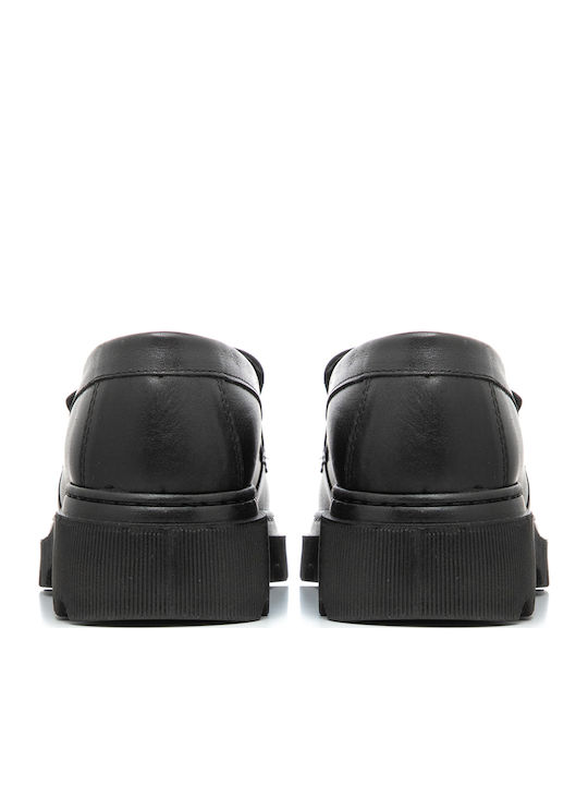 Δερμάτινα Γυναικεία Loafers σε Μαύρο Χρώμα W205-7101