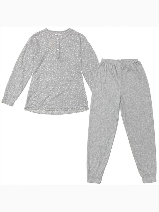 Ustyle Winter Damen Pyjama-Set Baumwolle Gray