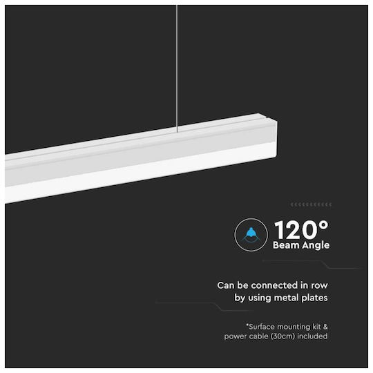 V-TAC LED Kommerzielle lineare Beleuchtung Leuchte Decke 40W Kaltes Weiß IP20 B120xT5.5xH5cm