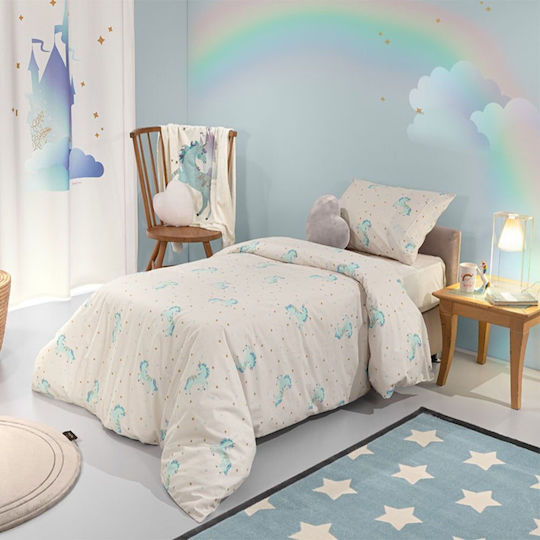 Saint Clair Sheet Set Single with Elastic Band Cotton Aqua 100x200cm 3pcs