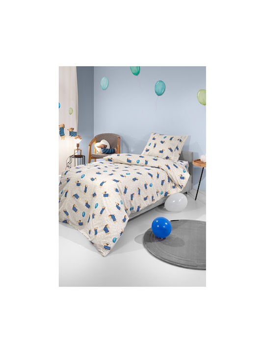 Saint Clair Kinderbettlaken Set Mit Gummizug Haustier Blau 100x200cm