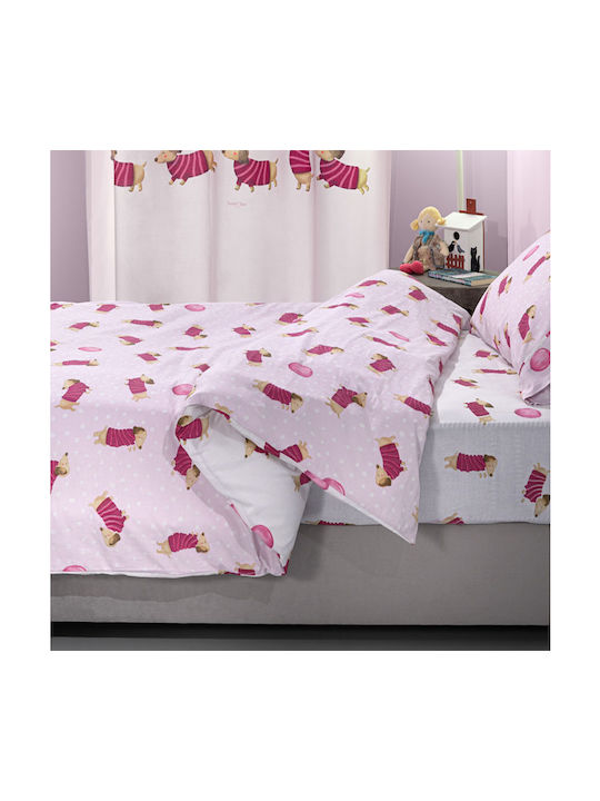 Saint Clair Sheet Set Single with Elastic Band Cotton Pet Fuchsia 100x200cm 3pcs
