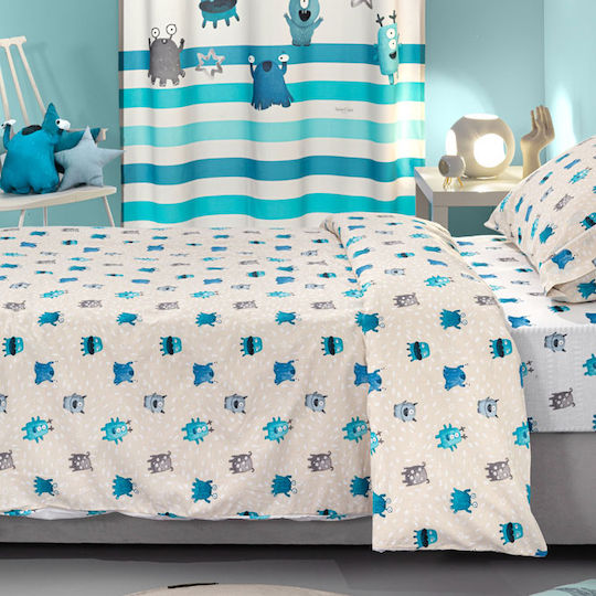 Saint Clair Sheet Set Single with Elastic Band Cotton Blue 100x200cm 3pcs