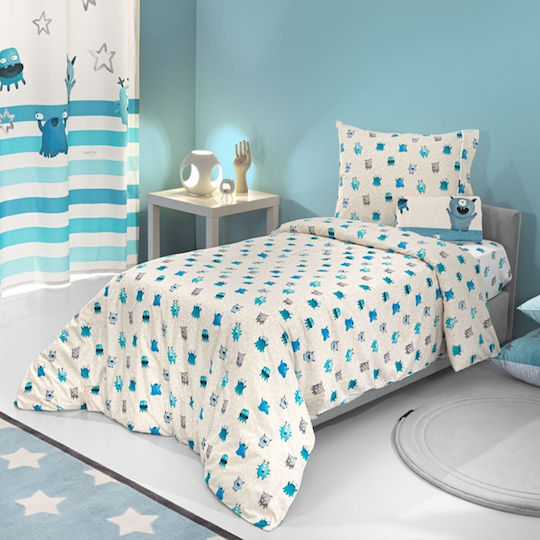 Saint Clair Sheet Set Single with Elastic Band Cotton Blue 100x200cm 3pcs