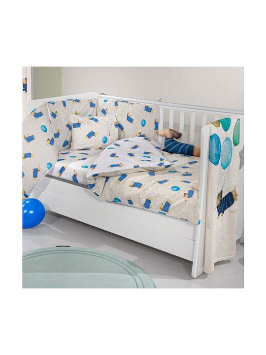 Saint Clair Baby Sheets Set Crib Cotton Pet Blue 115x170cm 3pcs