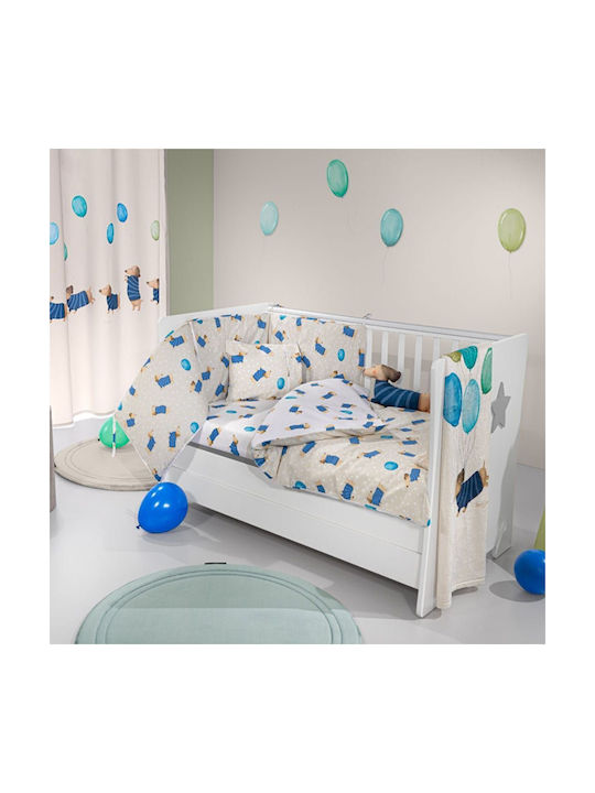 Saint Clair Baby Sheets Set Crib Cotton Pet Blue 115x170cm 3pcs