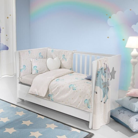 Saint Clair Baby Sheets Set Crib Cotton Turquoise 115x170cm 3pcs