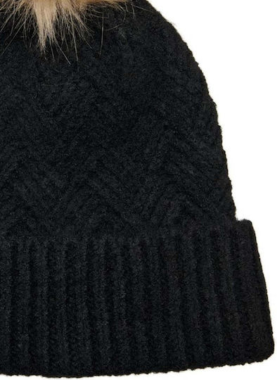 Pom Pom Beanie Γυναικείος Σκούφος Πλεκτός σε Μαύρο χρώμα