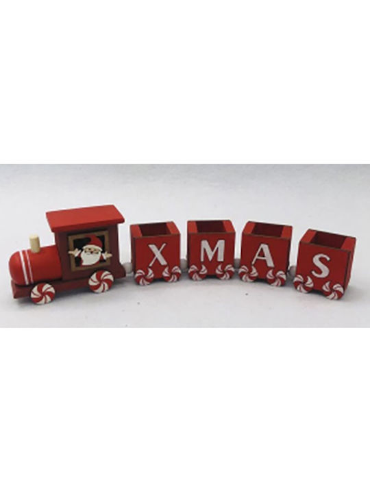 Iliadis Kokkino Christmas Wood Train Figure 28x6x4cm